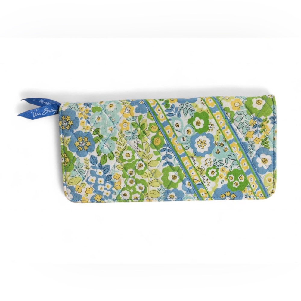 Vera Bradley Travel Wallet English Meadow Blue and Yellow Floral - Picture 8 of 10